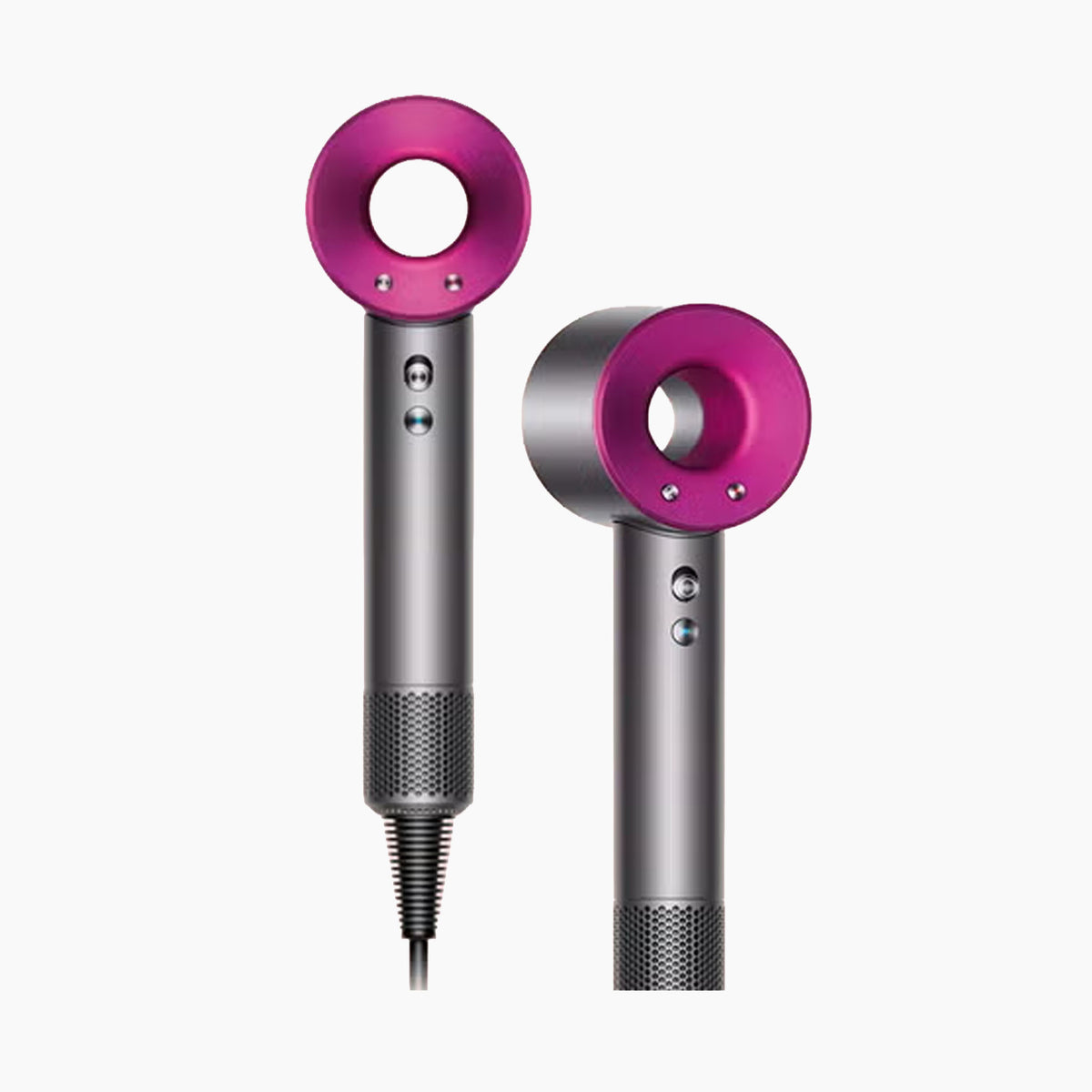 Dyson Supersonic Hair Dryer side view in Fuchsia/Nickel