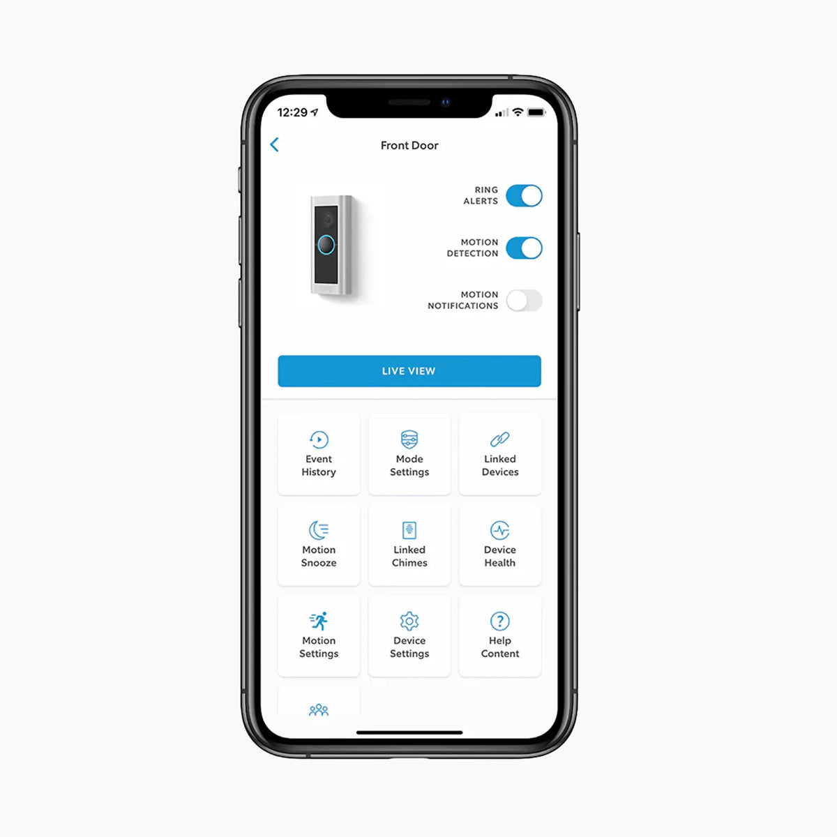 Ring app showing Ring Doorbell Pro 2 options