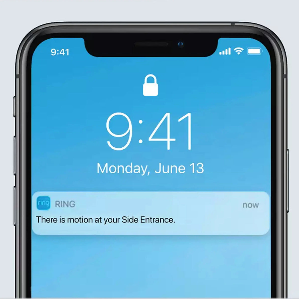 Ring Spotlight Cam Plus alert on mobile lock screen