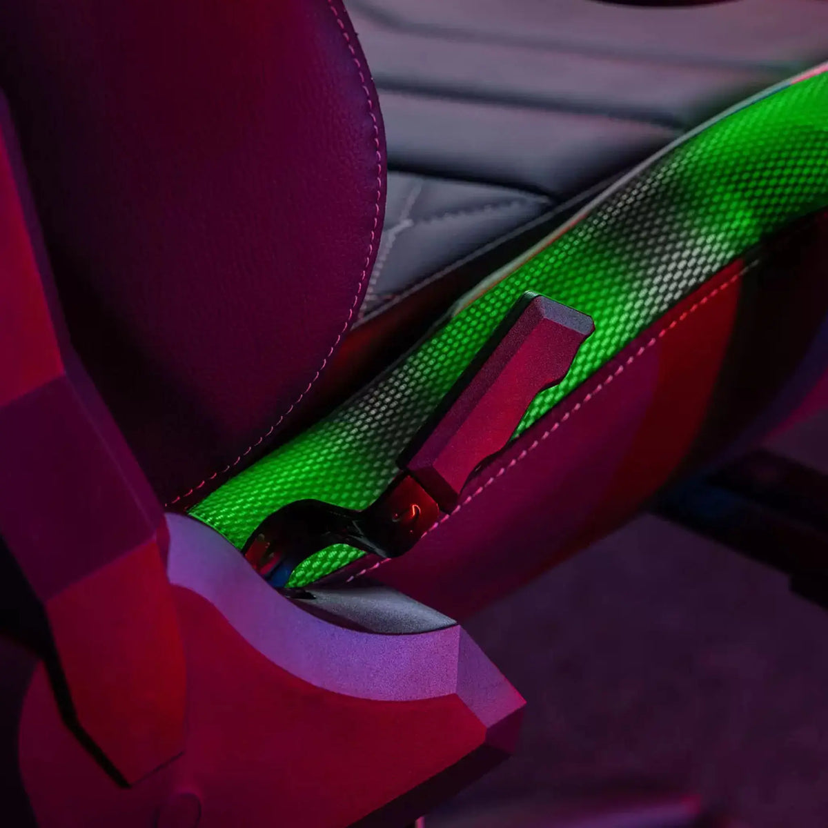 X Rocker Opal gaming chair RGB lighting close-up of lever